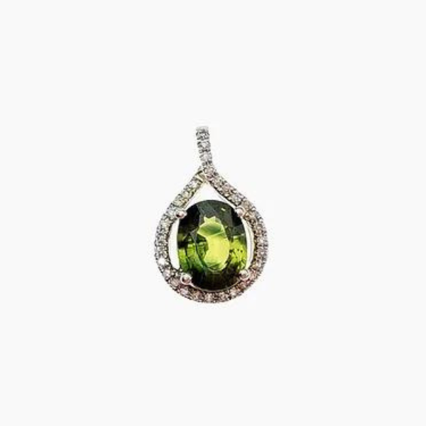 Green Tourmaline Diamond Pendant J. Thomas Jewelers Rochester Hills, MI