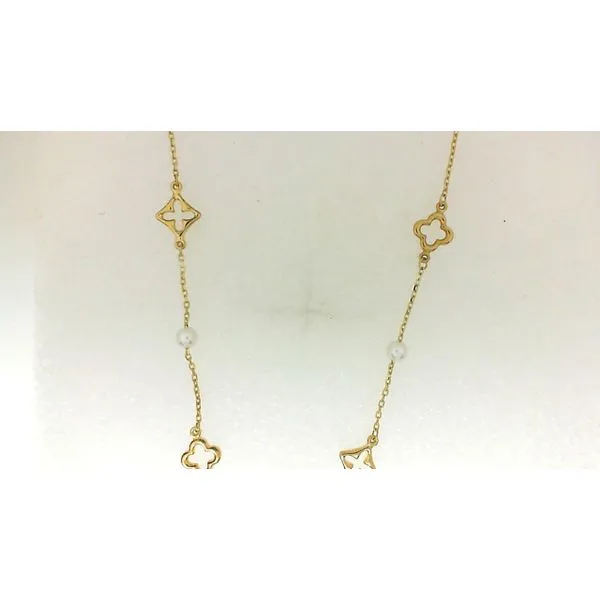 sterling silver gold plated fwp necklace with quatrefoil ornaments J. Thomas Jewelers Rochester Hills, MI