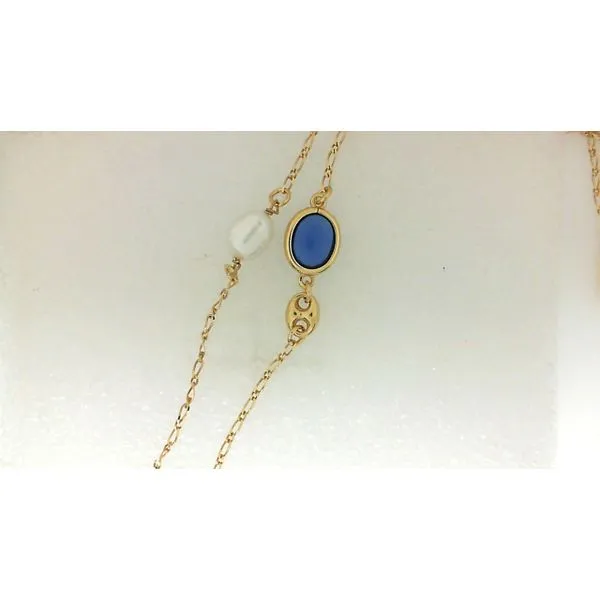 sterling silver gold plated necklace with fresh water pearls and blue quartz J. Thomas Jewelers Rochester Hills, MI