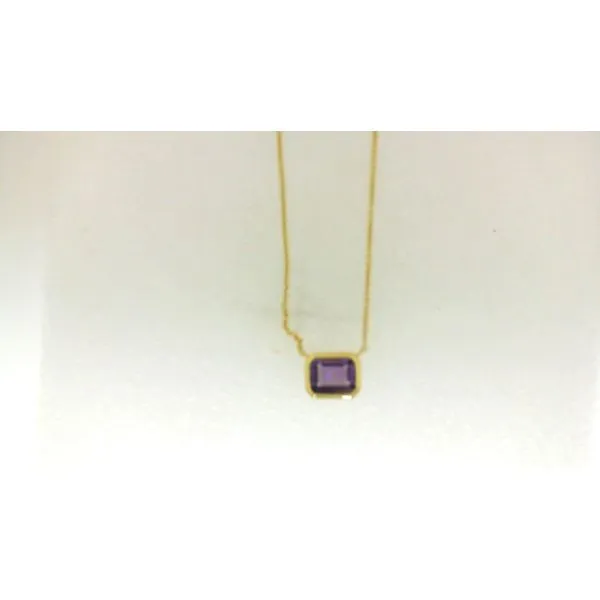 sterling silver gold plated chain with amethyst in bezel setting J. Thomas Jewelers Rochester Hills, MI
