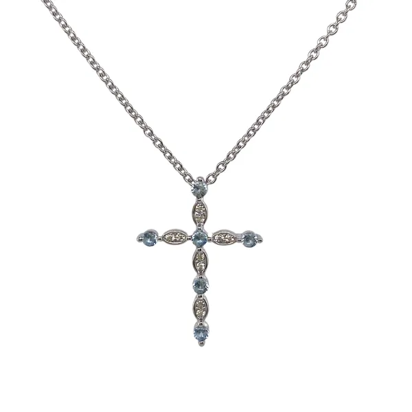 Simulated Aquamarie Cross J. Thomas Jewelers Rochester Hills, MI