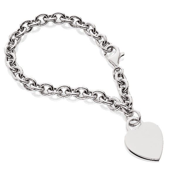 Rhodium Plated Heart Charm Bracelet J. Thomas Jewelers Rochester Hills, MI