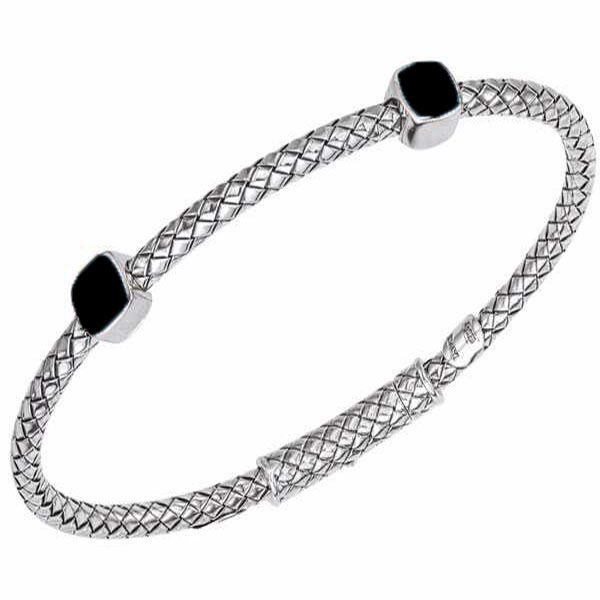 Alisa Basket Weave Bracelet With Black Enamel  Accents J. Thomas Jewelers Rochester Hills, MI
