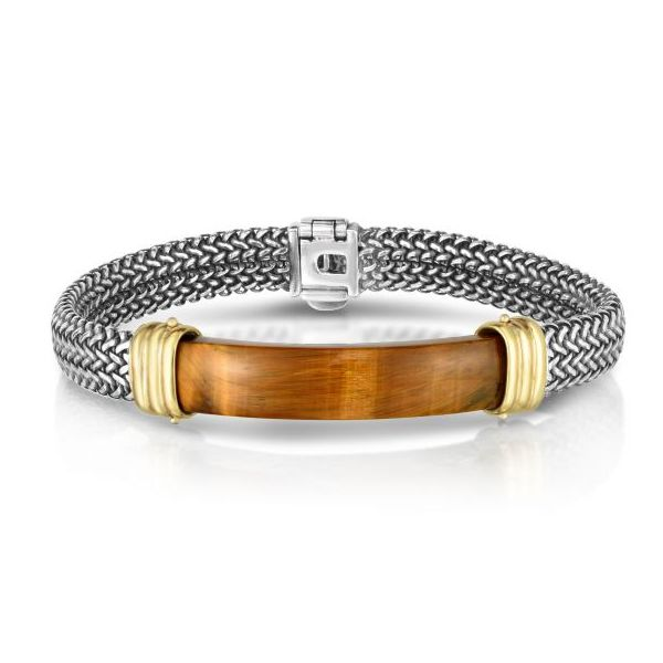 Textured Tiger Eye Woven Silver Bracelet J. Thomas Jewelers Rochester Hills, MI