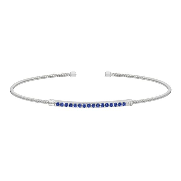 Sterling Silver Cuff Bracelet with Simulated Blue Sapphire J. Thomas Jewelers Rochester Hills, MI