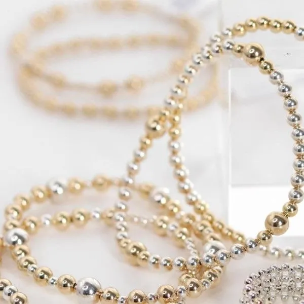 Silver and Gold Bead Bracelet Image 2 J. Thomas Jewelers Rochester Hills, MI