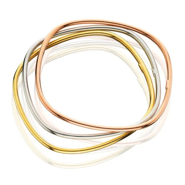 sterling silver rose plated rectangular bangle bracelet Image 2 J. Thomas Jewelers Rochester Hills, MI