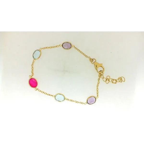 sterling silver bracelet with quartz stones 7.5