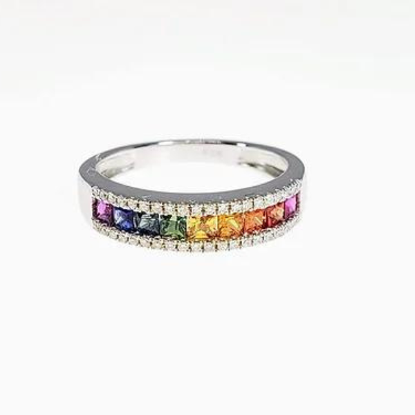 Rainbow Sapphire Channel Set Ring J. Thomas Jewelers Rochester Hills, MI