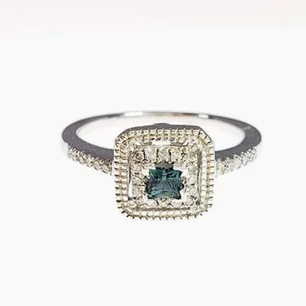 Blue-Green Sapphire and Diamond Ring J. Thomas Jewelers Rochester Hills, MI