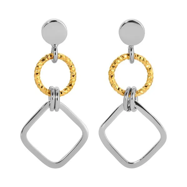 Sterling Silver Gold Plated Duet Dangle Earrings J. Thomas Jewelers Rochester Hills, MI