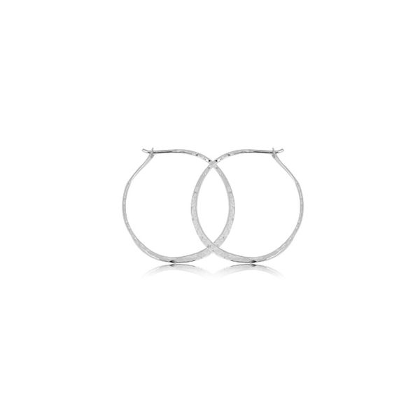 Sterling Silver Hammered Round Hoop Earrings J. Thomas Jewelers Rochester Hills, MI