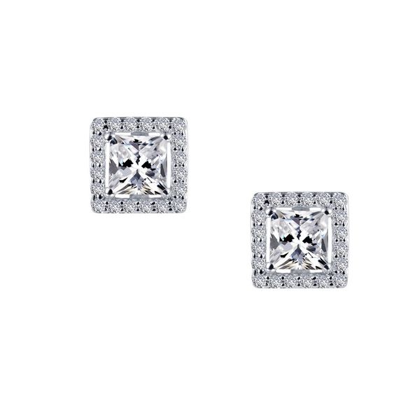 Timeless Elegance Earrings Feature Lafonn Lassaire Princess And Round Simulated Diamonds In Sterling Silver Bonded With Platinum J. Thomas Jewelers Rochester Hills, MI