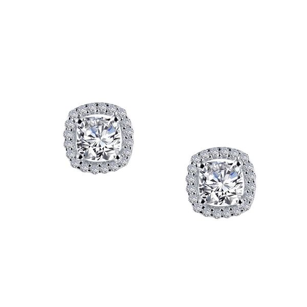 Timeless Elegance. These Halo Earrings Feature Lafonn Lassaire Cushion Simulated Diamonds In Sterling Silver Bonded With Platinu J. Thomas Jewelers Rochester Hills, MI