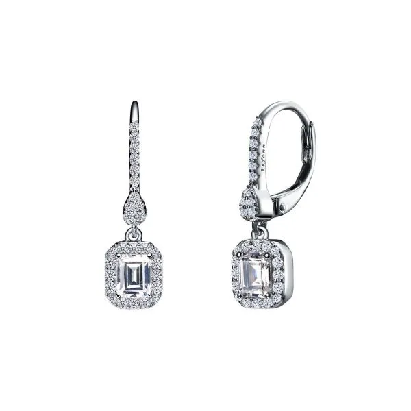 Lafonn 1.34Tw  Emerald Cut Halo Earrings J. Thomas Jewelers Rochester Hills, MI