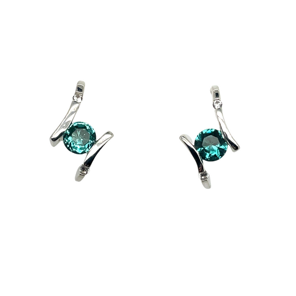Sterling Silver Caribbean Blue Quartz Earrings and White Sapphire Earrings J. Thomas Jewelers Rochester Hills, MI