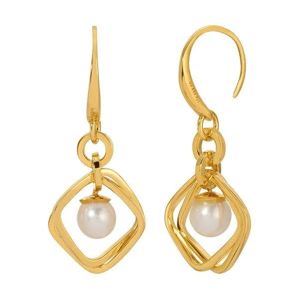 Yellow Gold Platedr Pearl Earrings J. Thomas Jewelers Rochester Hills, MI