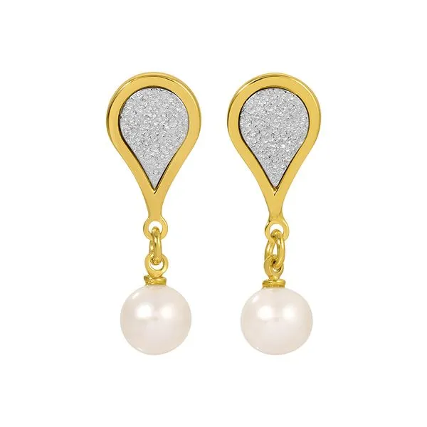 Sterling Silver Gold Plated Freshwater Pearl Earrings J. Thomas Jewelers Rochester Hills, MI