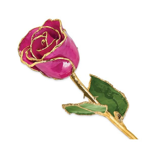 24K Gold And Lacquer Dipped Fuchsia Rose J. Thomas Jewelers Rochester Hills, MI