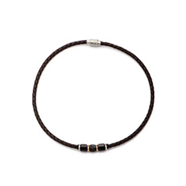 Inox Brown Braided Leather Necklace J. Thomas Jewelers Rochester Hills, MI