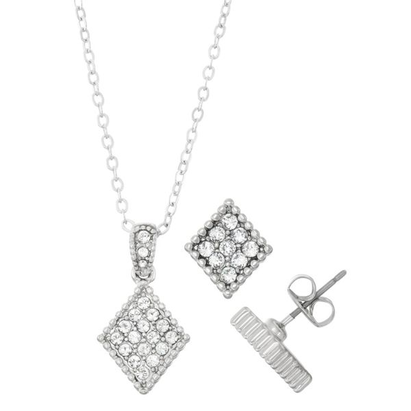 Swarovski Crystal Diamond Shape Necklace and Earring Set J. Thomas Jewelers Rochester Hills, MI
