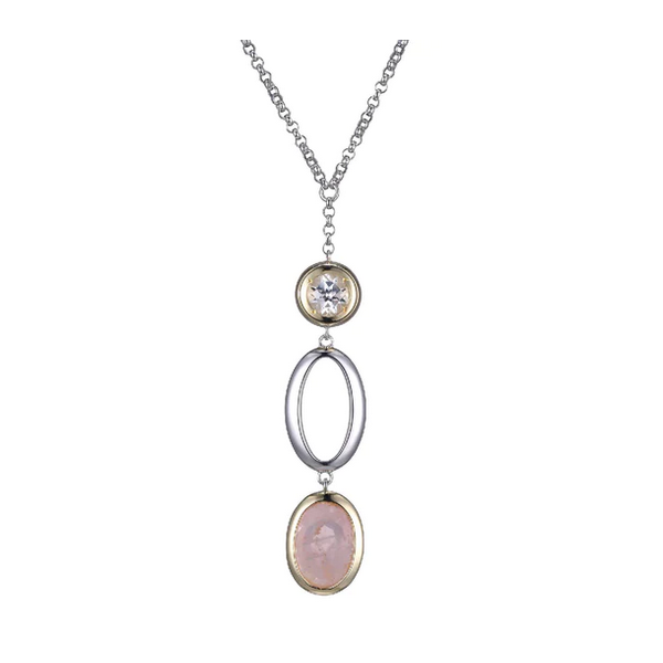 Oval Rose Quartz & White Topaz Drop Pendant J. West Jewelers Round Rock, TX