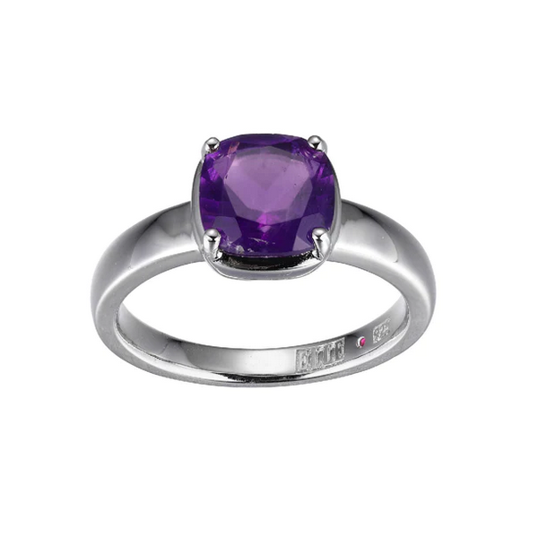 Amethyst Cushion Cut Solitaire Ring J. West Jewelers Round Rock, TX