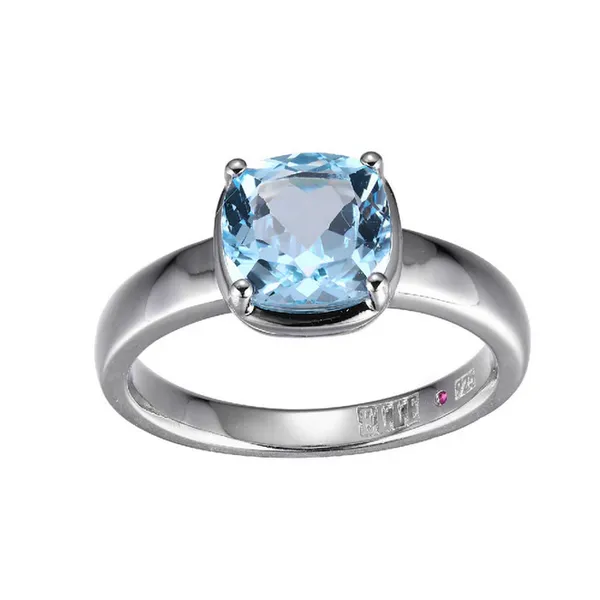 Blue Topaz Cushion Cut Solitaire Ring J. West Jewelers Round Rock, TX