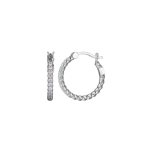 Rope Finish & Round CZ Hoop Earrings J. West Jewelers Round Rock, TX