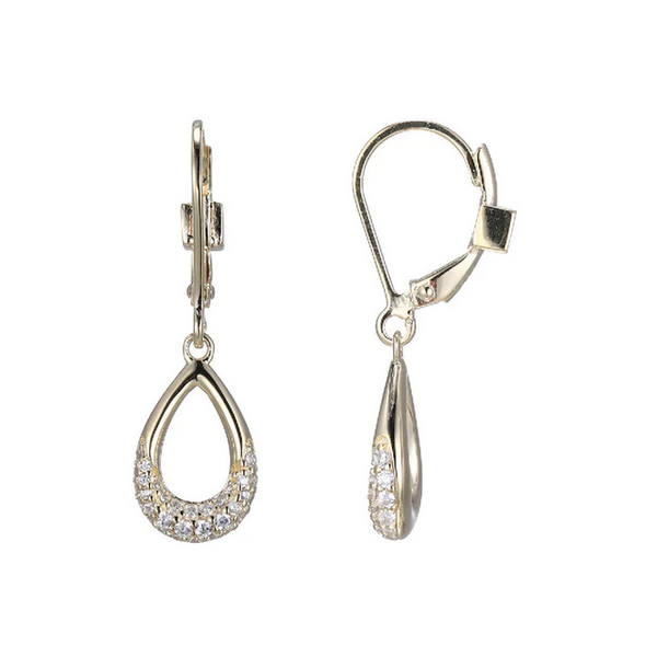 Pear Shape & Pave CZ Dangle Earrings J. West Jewelers Round Rock, TX