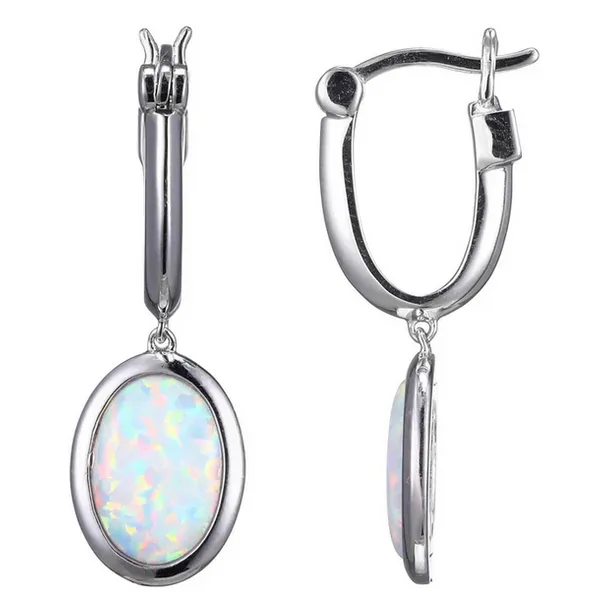 Lab Created Opal Hoop Earrings J. West Jewelers Round Rock, TX