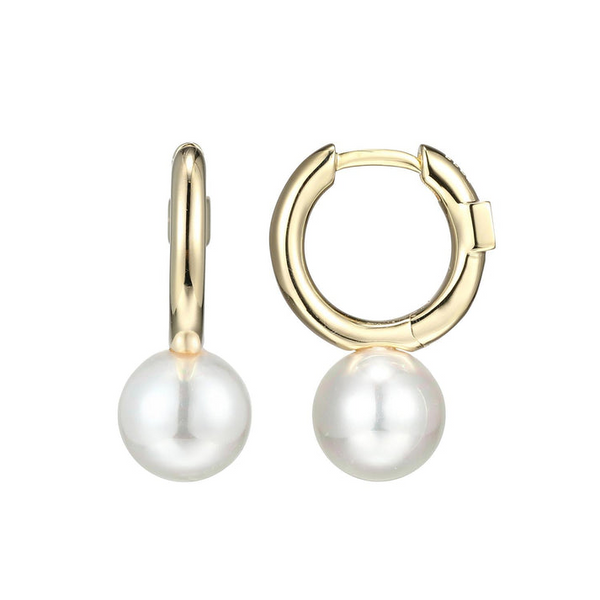 White Shell Pearl Drop Hoop Earrings J. West Jewelers Round Rock, TX