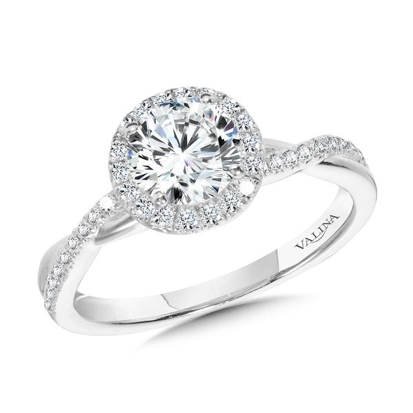 White Gold Halo Semi-Mount Engagement Ring JWR Jewelers Athens, GA