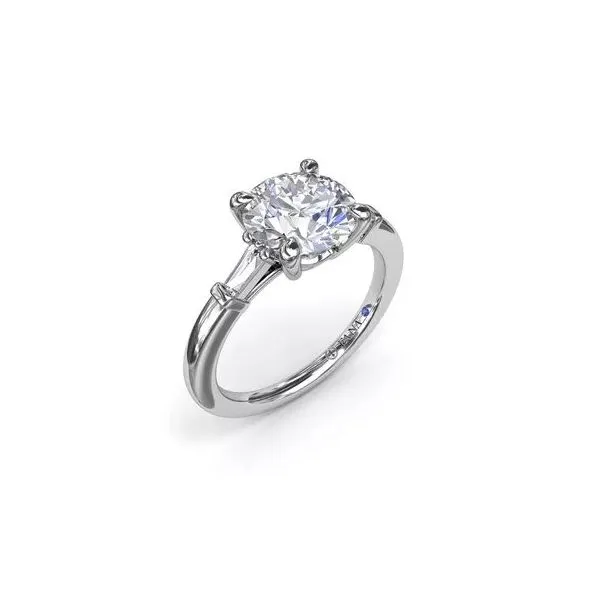 White Gold Semi-Mount Engagement Ring with Two Baguette Diamonds JWR Jewelers Athens, GA