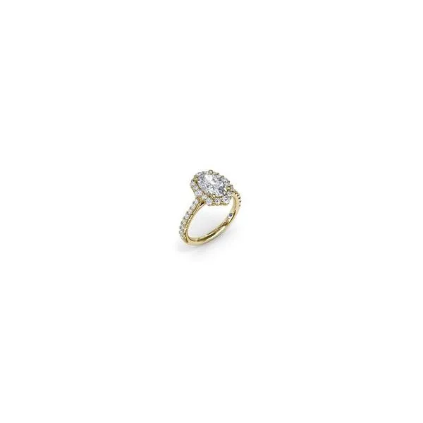 4K Yellow Gold Semi-Mount Halo Engagement Ring with an Oval CZ center stone and Round Diamond Accent Stones JWR Jewelers Athens, GA