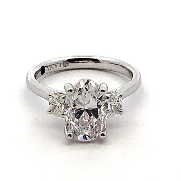 14K White Gold Semi-Mount Engagement Ring with Two Oval Accent Diamonds weighing 0.36 carats. JWR Jewelers Athens, GA