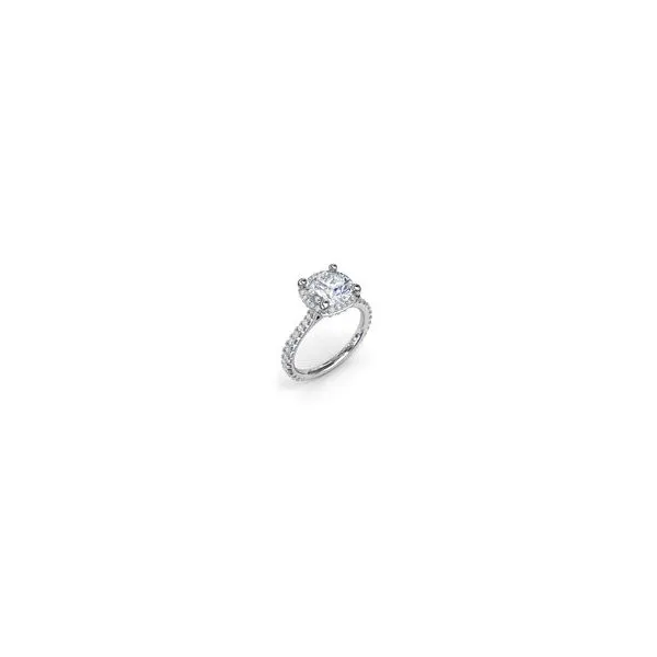 White Semi-Mount Engagement Ring with a Halo and Hidden Halo JWR Jewelers Athens, GA