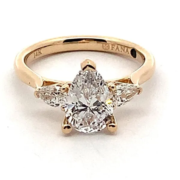 14K Yellow Gold Semi-Mount Engagement Ring with Two Pear Accent Natural Diamond and a CZ Pear Center Stone. JWR Jewelers Athens, GA