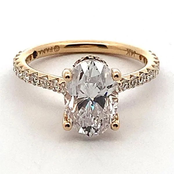14K Yellow Gold Semi-Mount Engagement Ring with Twenty-Two Round Accent Diamonds and an Oval CZ center. JWR Jewelers Athens, GA