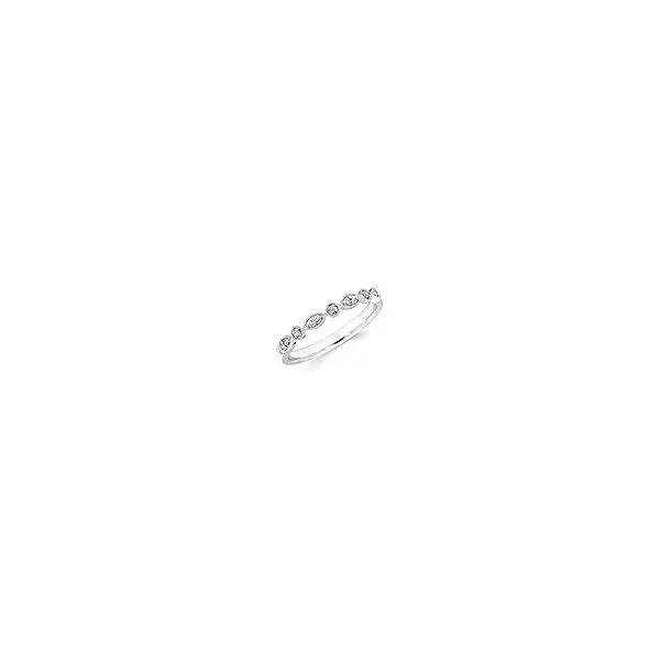 14K White Gold Vintage Style Diamond Band with Eleven Round Diamonds with a Total Weight of 0.06 carats. JWR Jewelers Athens, GA