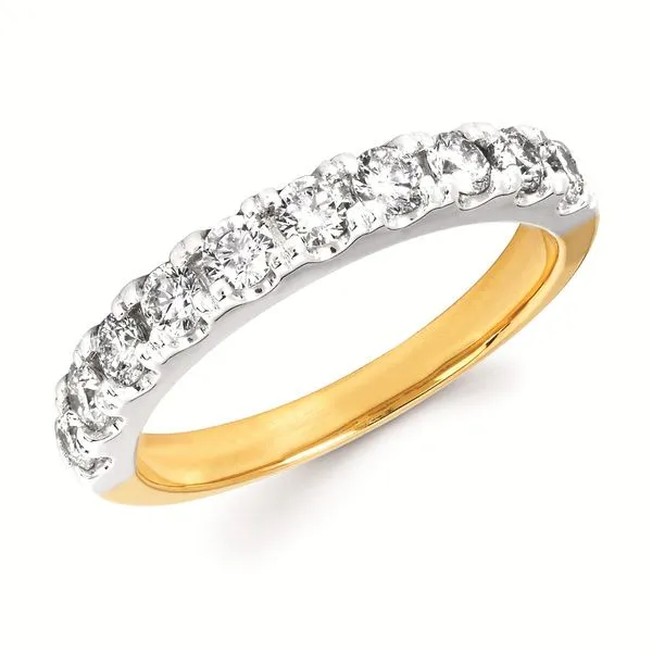 14K Yellow and White Gold Diamond Band with Ten Round Diamonds, 0.75 carats. JWR Jewelers Athens, GA