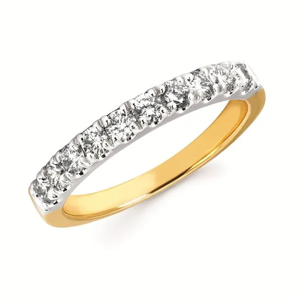 14K Yellow and White Gold Diamond Band with Ten Round Diamonds, 0.50 carats. JWR Jewelers Athens, GA