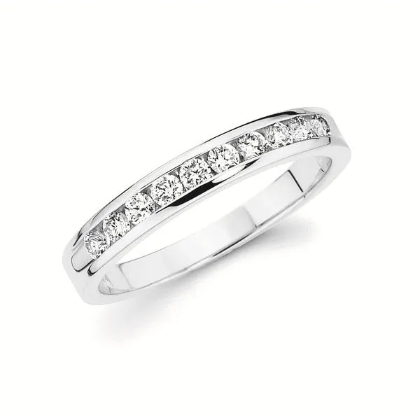 14K White Gold Diamond Channel Band with Ten Round Diamonds, 0.30 carats. JWR Jewelers Athens, GA