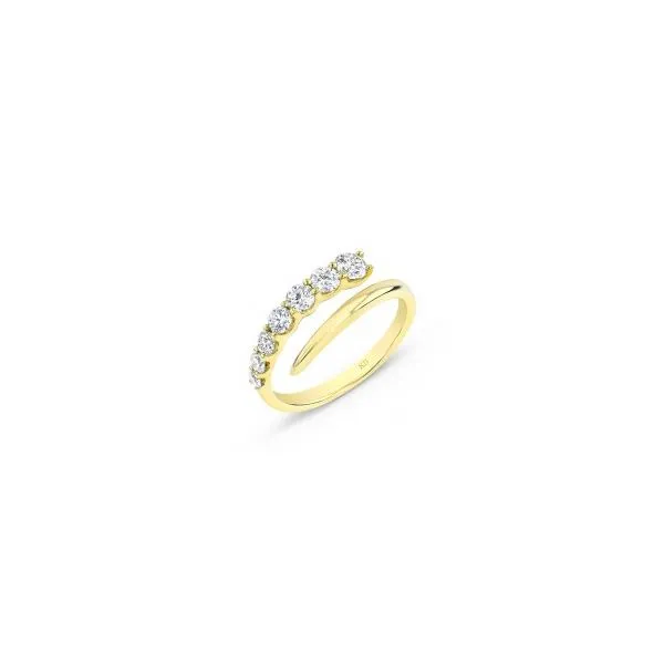 18K Yellow Gold Contemporary Swirled Diamond Ring with Seven Round Diamonds, 0.74 carats. JWR Jewelers Athens, GA