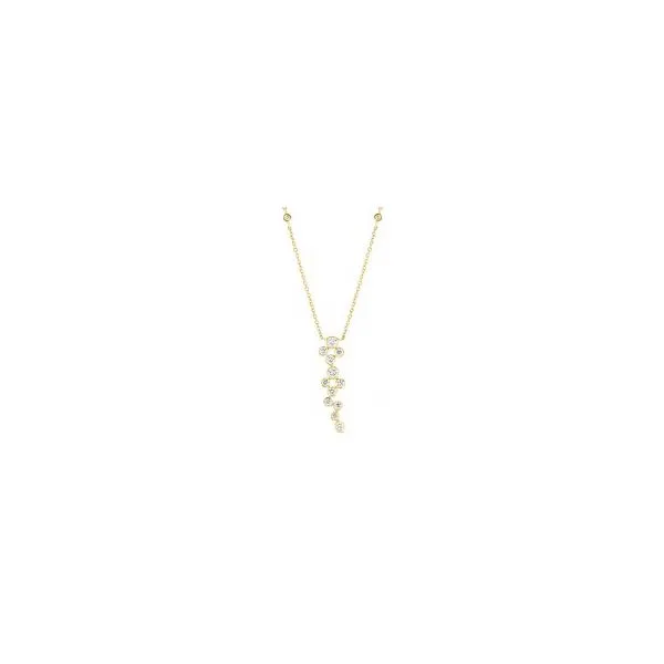 Yellow Gold Diamond Cluster Dangle Necklace JWR Jewelers Athens, GA