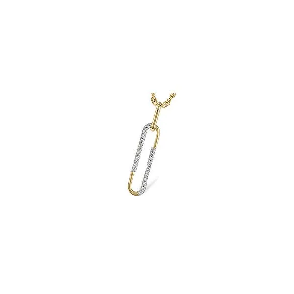 14K Yellow Gold Eighteen Inch Necklace with a Dangle Link Pendant accented by Twenty-Six Round Diamonds JWR Jewelers Athens, GA