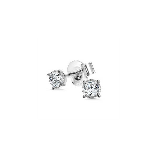 White Gold Diamond Solitaire Earrings JWR Jewelers Athens, GA
