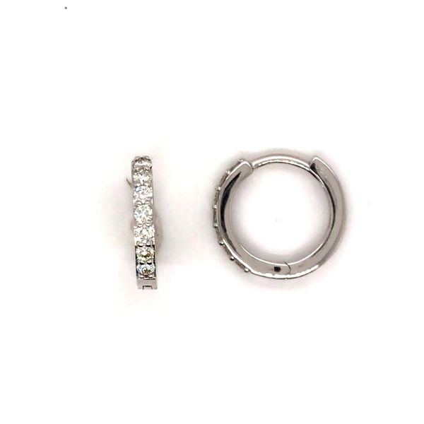 White Gold Small Diamond Hoop Earrings JWR Jewelers Athens, GA