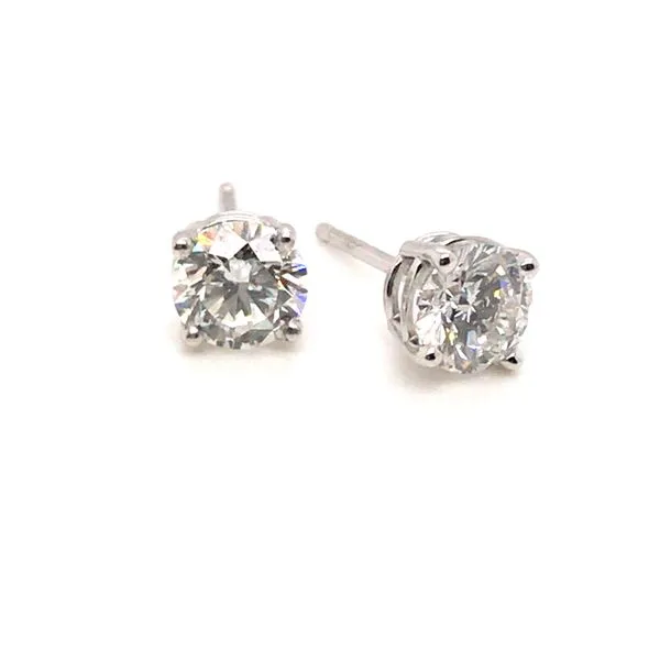 White Gold Round Diamond Solitaire Earrings JWR Jewelers Athens, GA