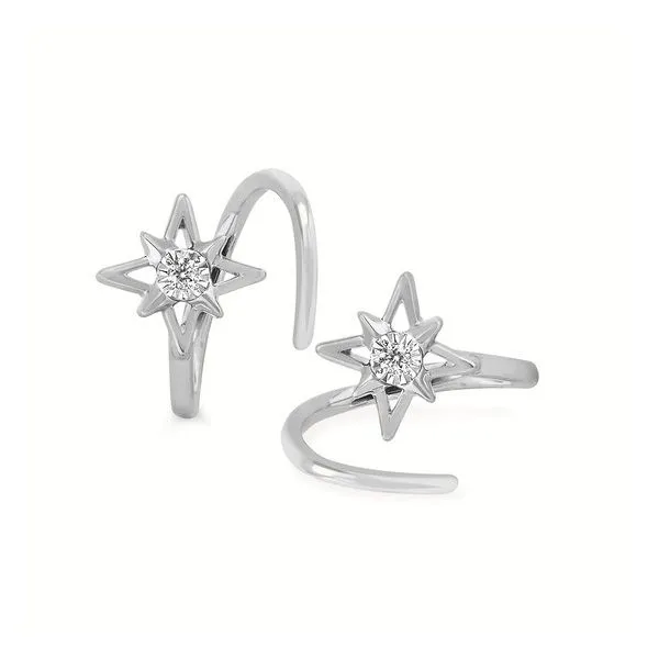 White Diamond Curled Threader Earrings JWR Jewelers Athens, GA